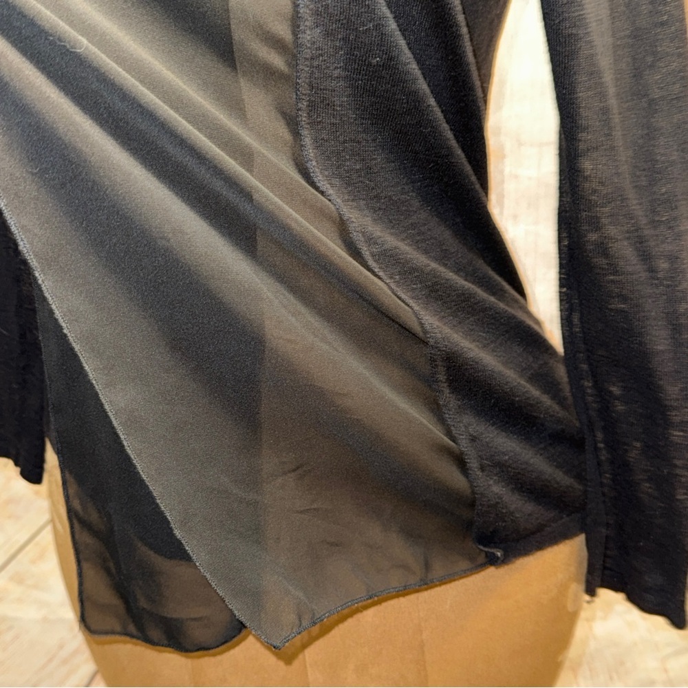 Chico's Easywear Black Cardigan, sheer lapel, lightweight sz 0 or S/4​ - Picture 15 of 15